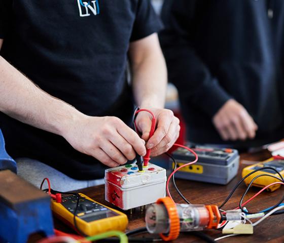 image of students training in electrical work